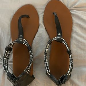 NY&C Flat Black Gladiator Sandals